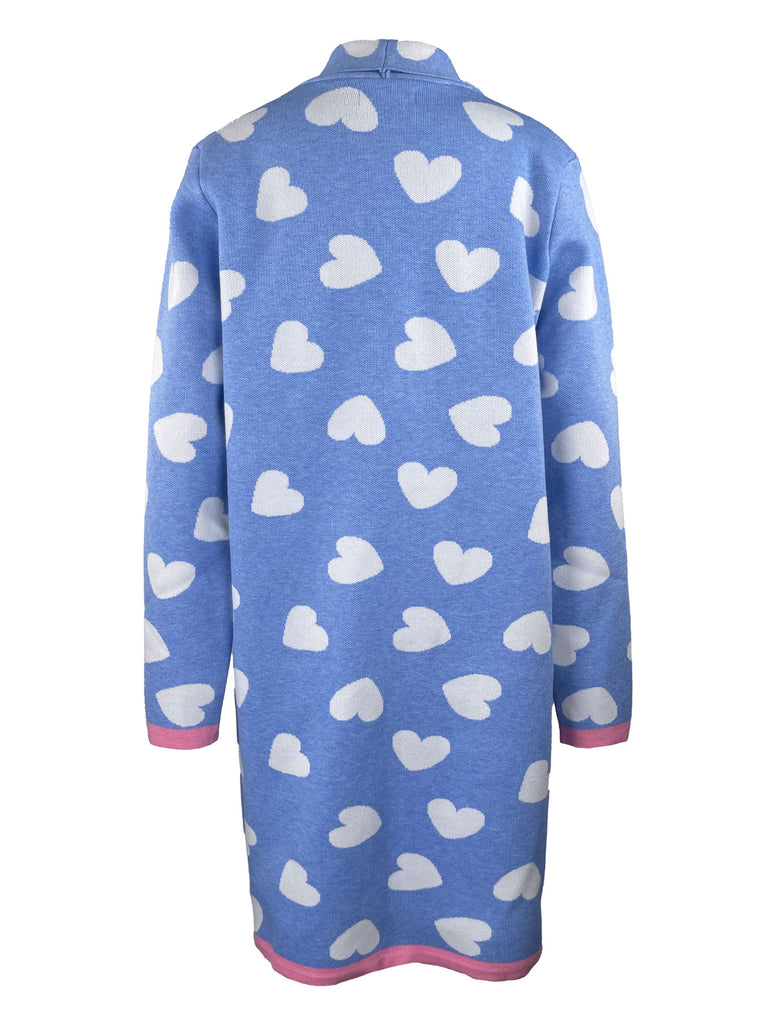 Strickjacke Heart blau, Ansicht hinten