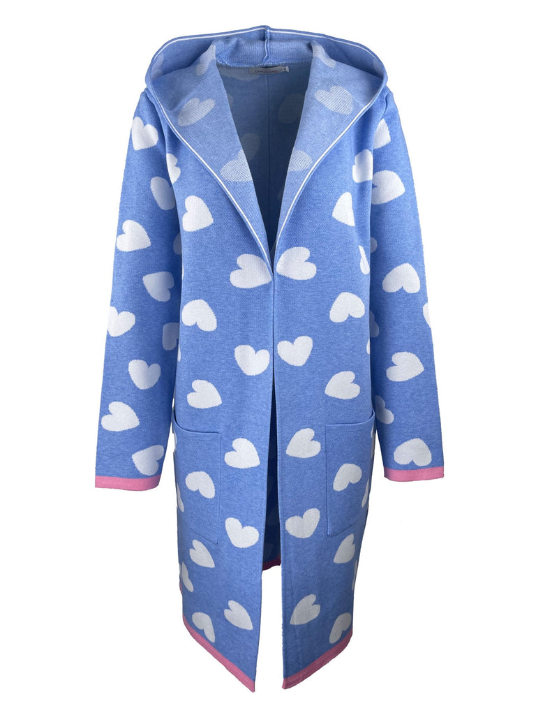 Strickjacke Janina Heart blau, Ansicht vorn