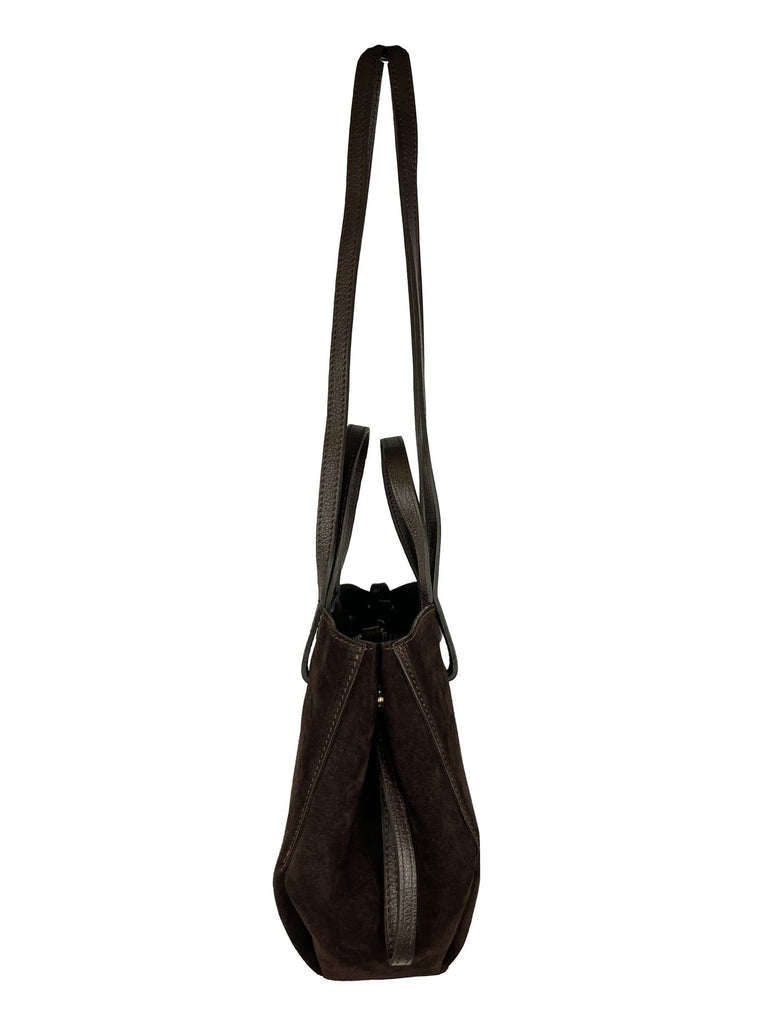 Tasche mit Henkel schokobraun, Ansicht seitlich