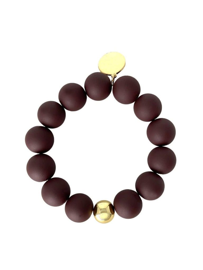 Armband midi Perlen schokobraun matt, Ansicht vorn