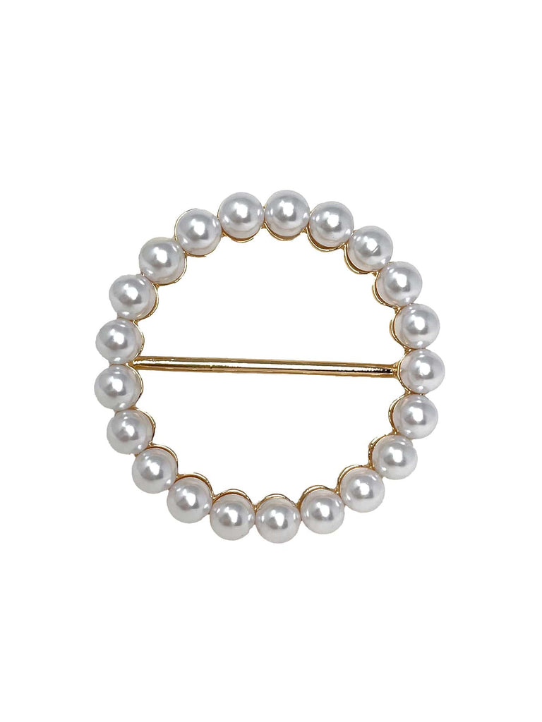 Tuch Spange Perle goldfarben, Ansicht oben