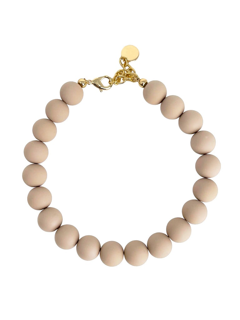 Kette Perlen beige matt