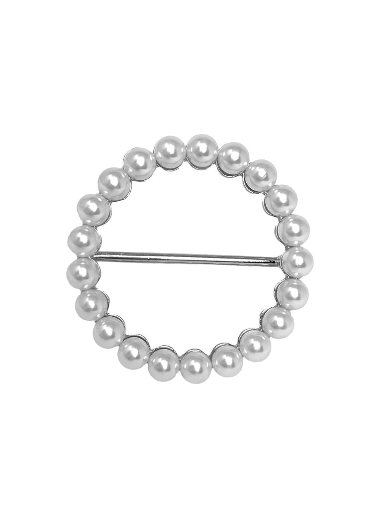 Tuch Spange Perle silberfarben, Ansicht oben