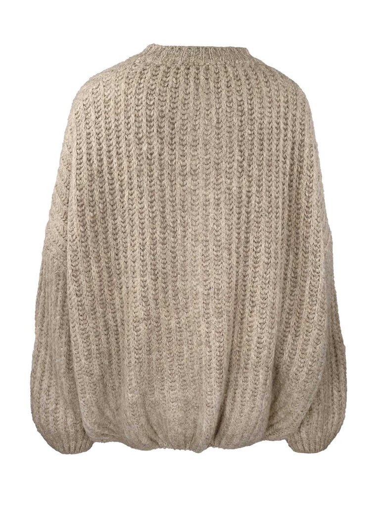 Strickjacke Goldknopf Rippstrick beige, Ansicht hinten