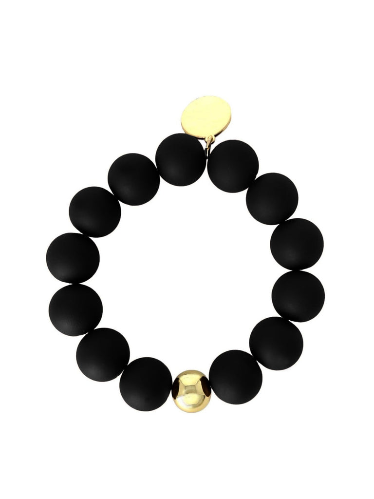 Armband midi Perlen schwarz matt
