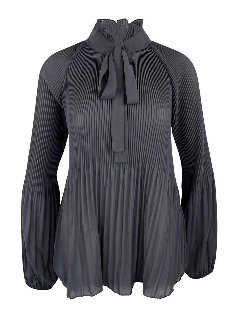 Bluse Plissee grau, Ansicht vorn