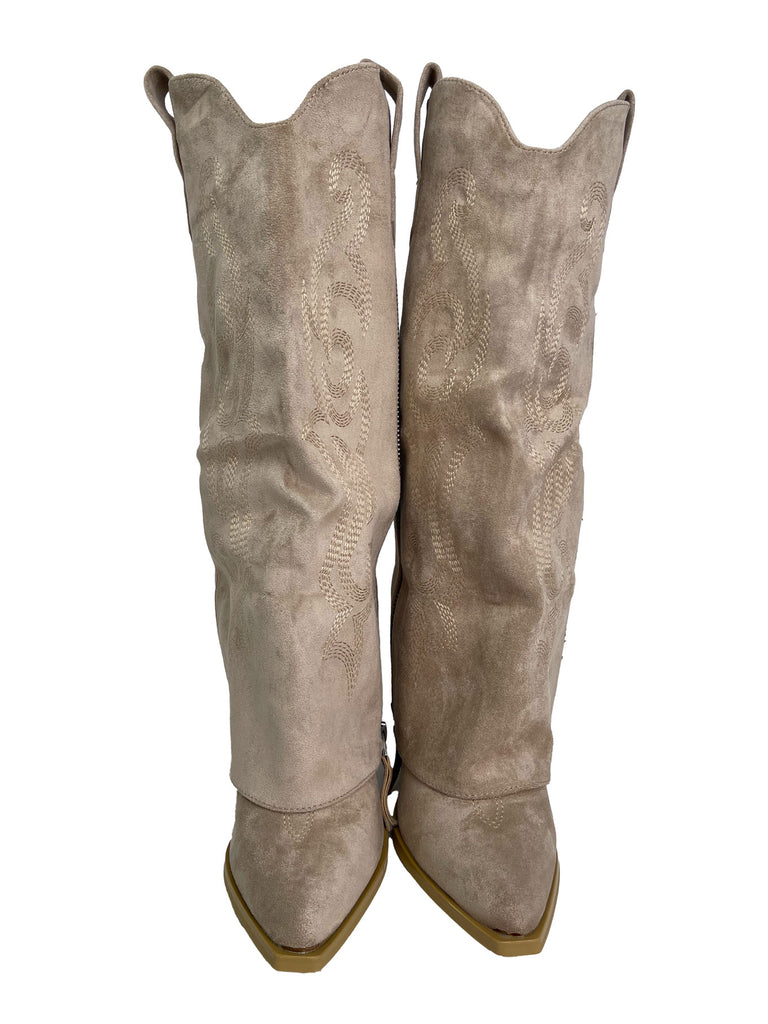 Cowboy Stiefel bestickt beige, Ansicht vorn