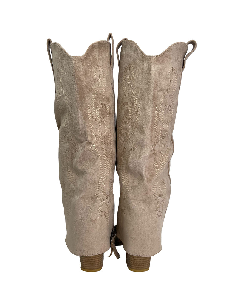 Cowboy Stiefel bestickt beige, Ansicht hinten