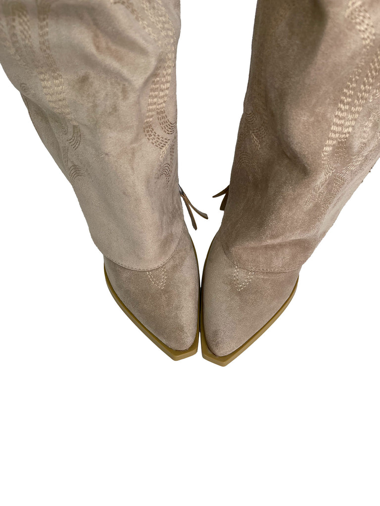 Cowboy Stiefel bestickt beige, Ansicht oben