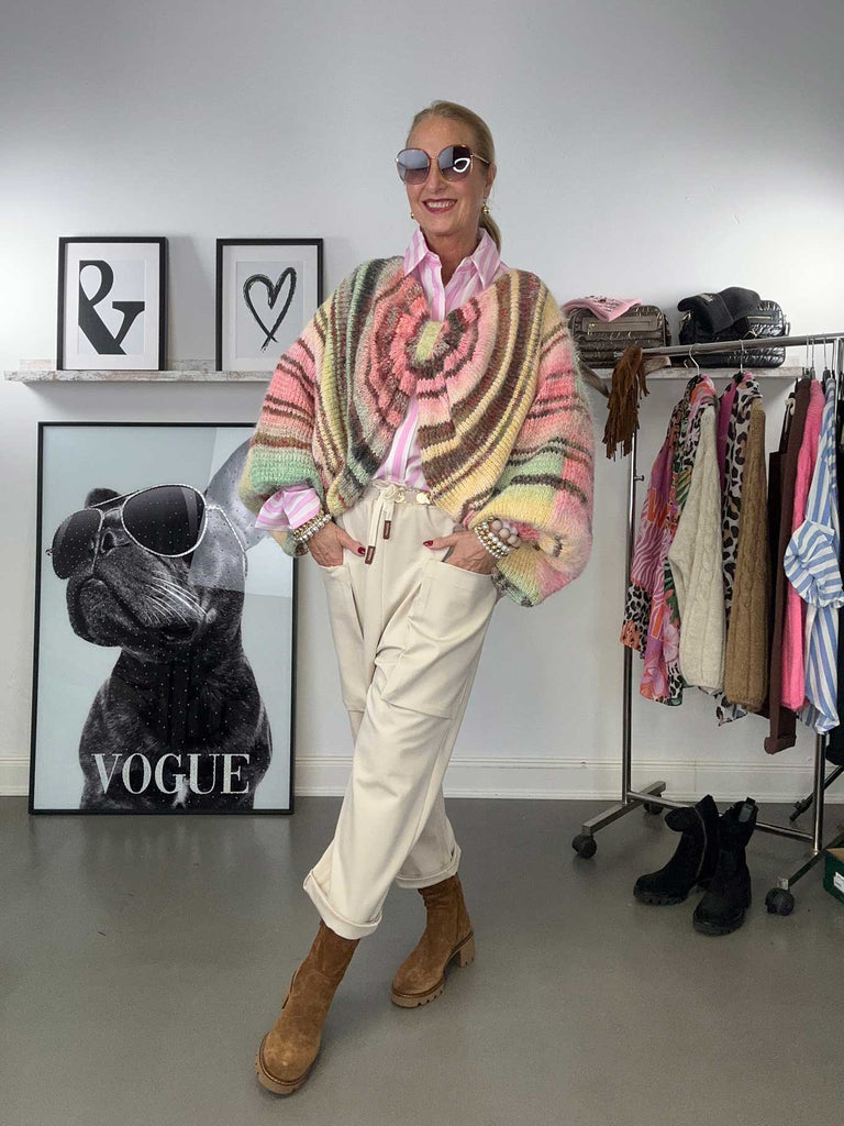 Poncho gemustert, Trage Ansicht