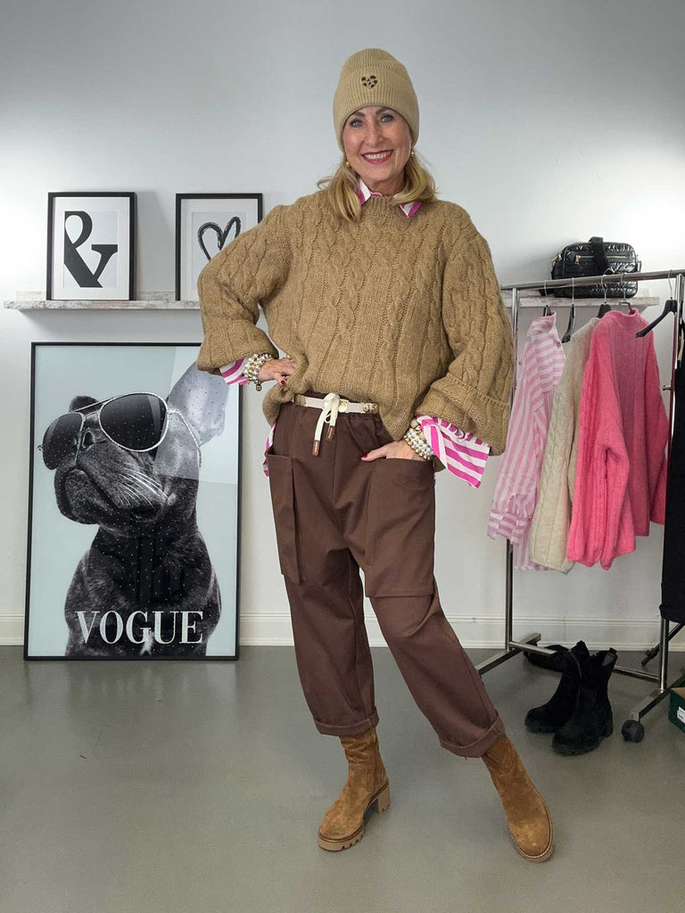 Pullover Zopf cookie, Trage-Ansicht