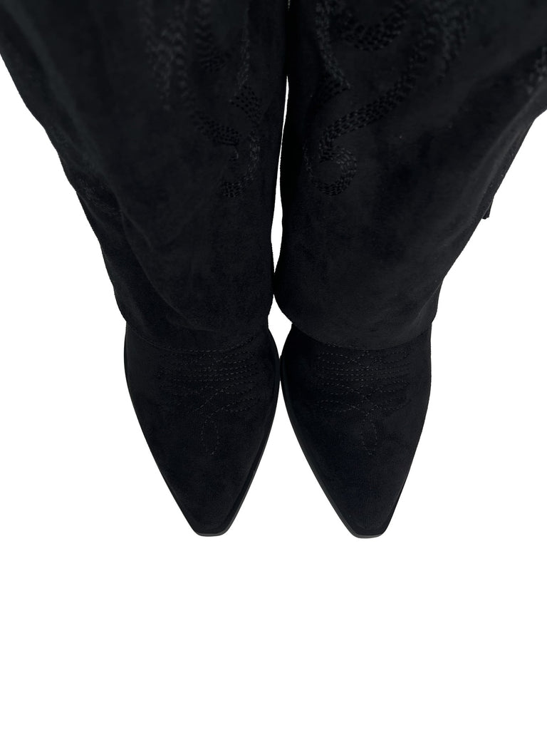 Cowboy Stiefel bestickt schwarz, Ansicht oben