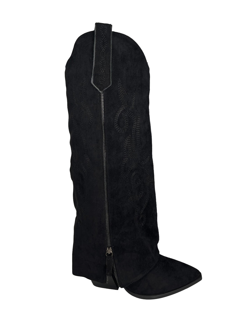 Cowboy Stiefel bestickt schwarz, Ansicht seitlich