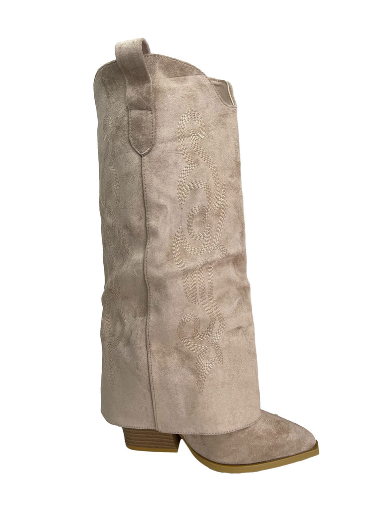 Cowboy Stiefel bestickt beige, Ansicht seitlich