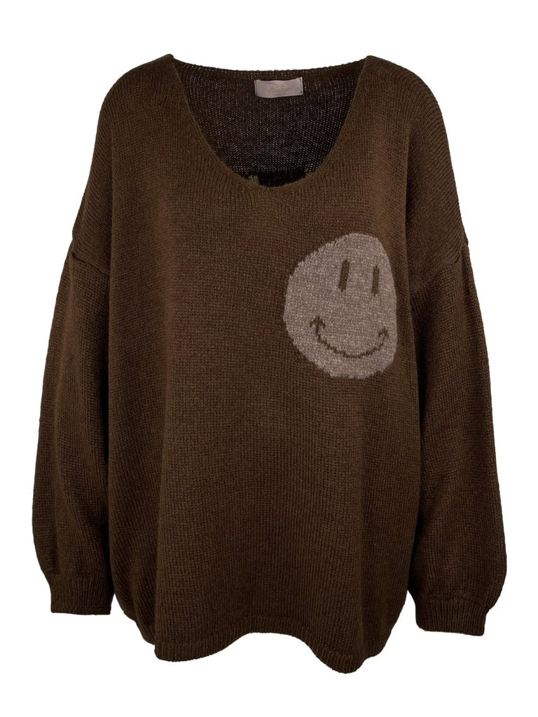 Pullover Smile schokobraun, Ansicht vorn