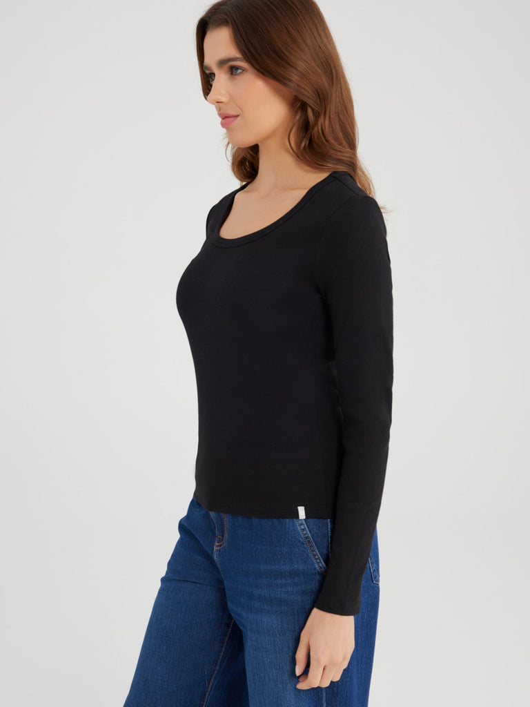 Shirt Langarm Dora black, Ansicht seitlich