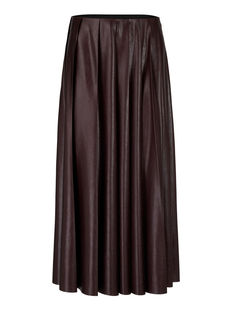 Plissee Rock glänzend braun, Ansicht vorn