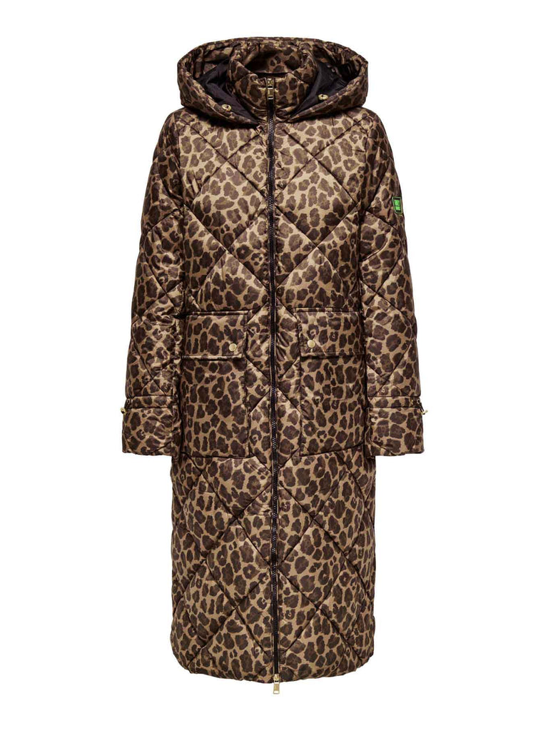 Steppjacke Onlasti lang cocoa creme leo, Ansicht vorn