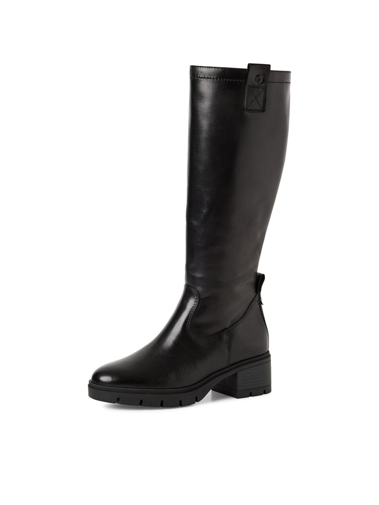 Stiefel black leather, Ansicht seitlich