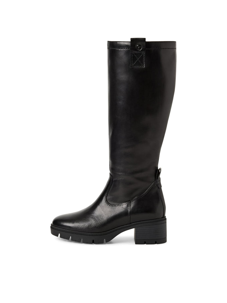 Stiefel black leather, Ansicht seitlich