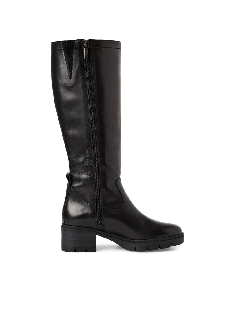 Stiefel black leather, Ansicht seitlich